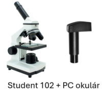 Školní mikroskop Student 102, 40-1280x+USB PC okulár s rozlišením 640x480 px